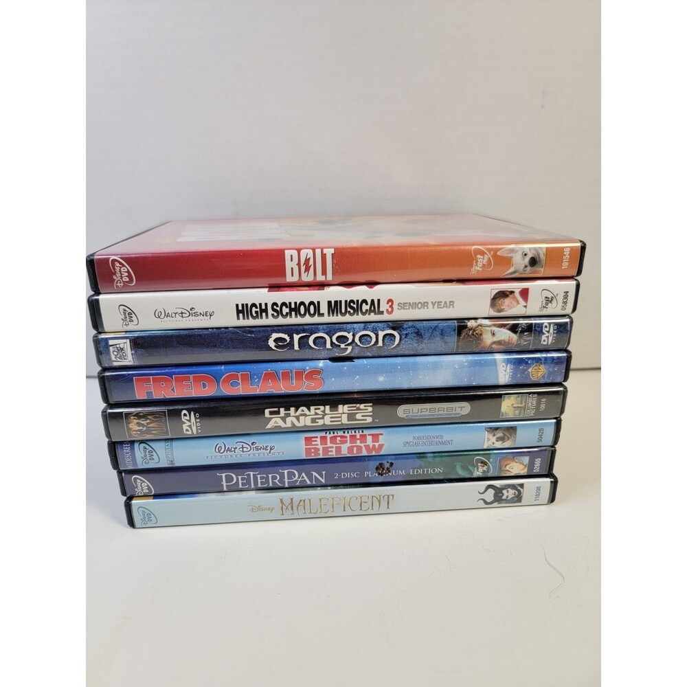 DVD Movie Lot of 8 Disney Family Fantasy Bolt Peter Pan Maleficent Eragon